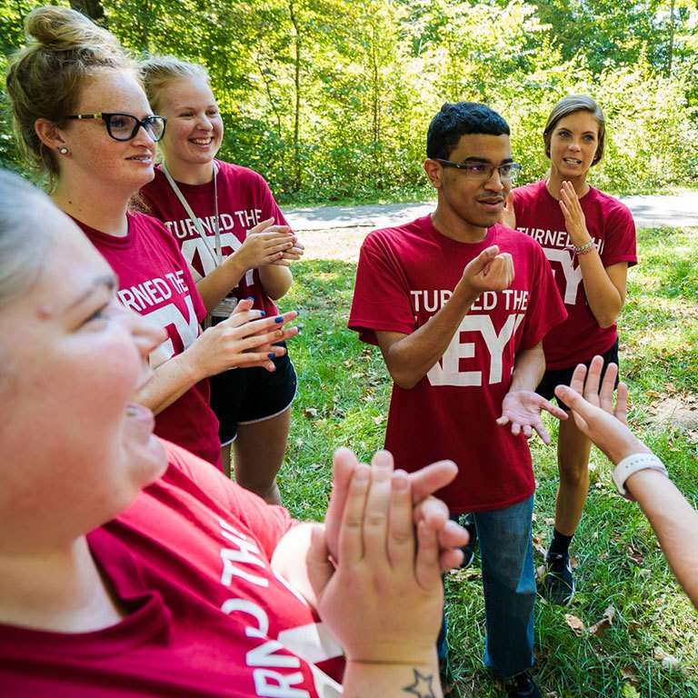 Key Students playing a game.